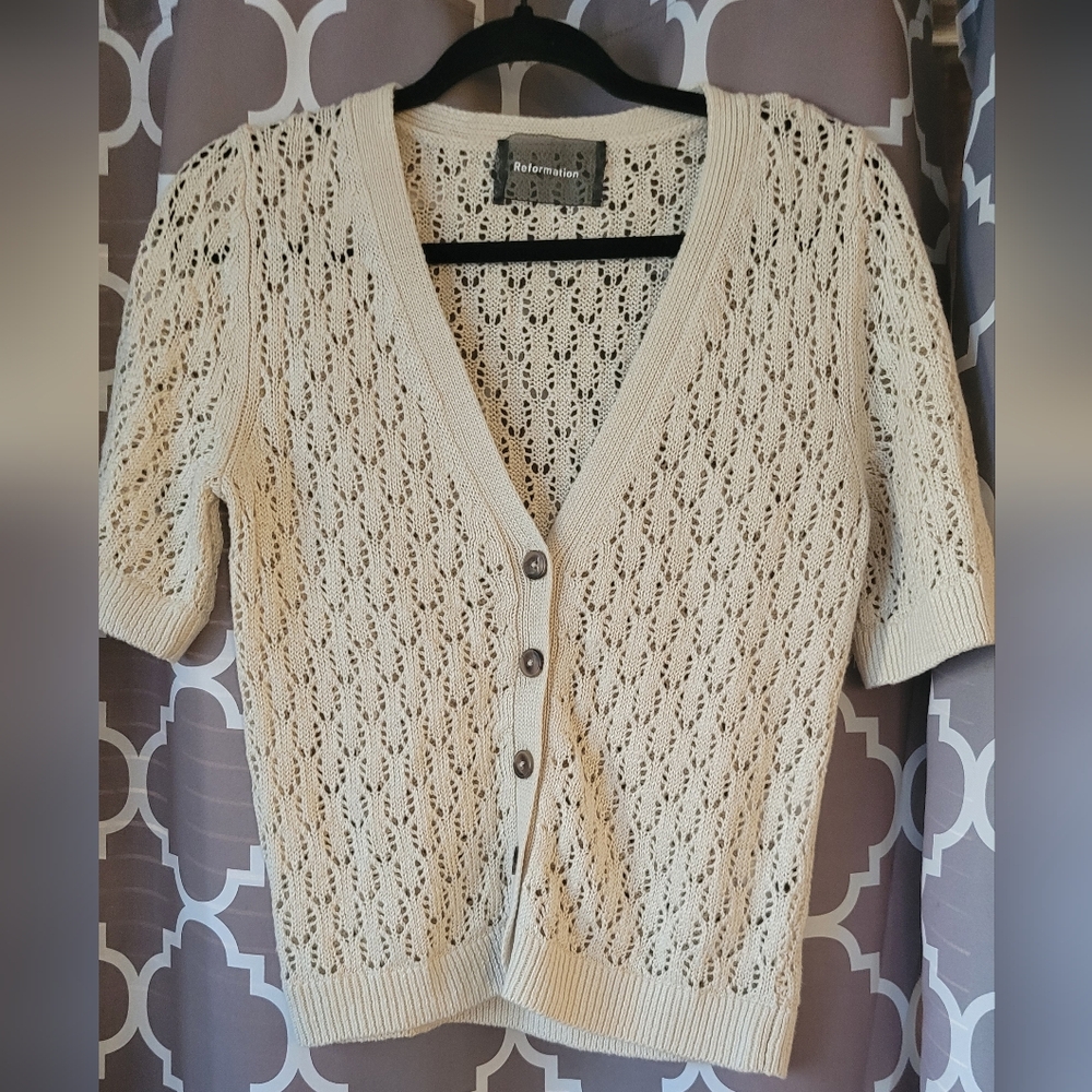Reformation Ivory Knit Cardigan